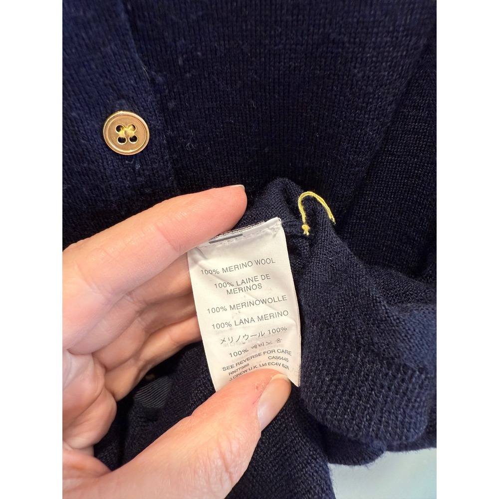 J.Crew Merino Wool Cardigan Sweater Womens XL Navy Blue Gold Buttons - Picture 6 of 6